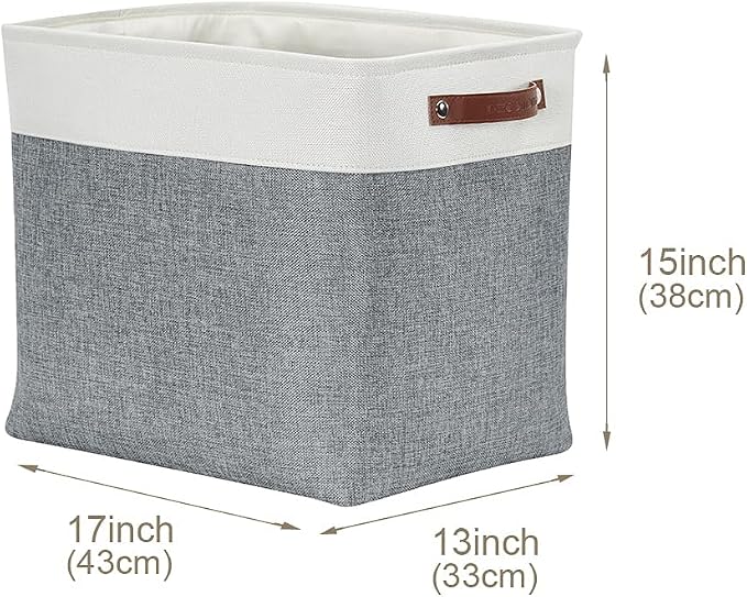 DECOMOMO Extra Large Storage Baskets, 54.5L Fabric Storage Bins 3 Pack | XXXL Storage Baskets for Shelves, Linen Closet Organizers (Slate Grey & White,17" x 13" x 15" )