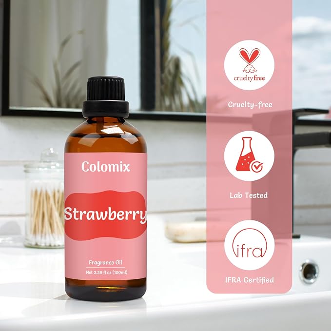 Fragrance Oil Strawberry 100ml for Candle Making Scents, Essential Oil for Diffuser for Home, Soap Slime, Home Aroma, Car Scented Oils, 3.38 Fl.Oz Long-Lasting Scent Gift Oil