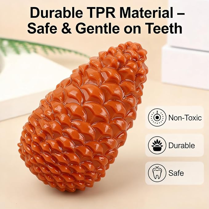 4-Pack Pine Cone Dog Chew Balls – TPR Interactive Treat Dispenser Toy for Small & Medium Dogs, Teeth Cleaning & Boredom Relief, Includes Brown, Green, Blue&Orange，3.86 x 2.28 Inch