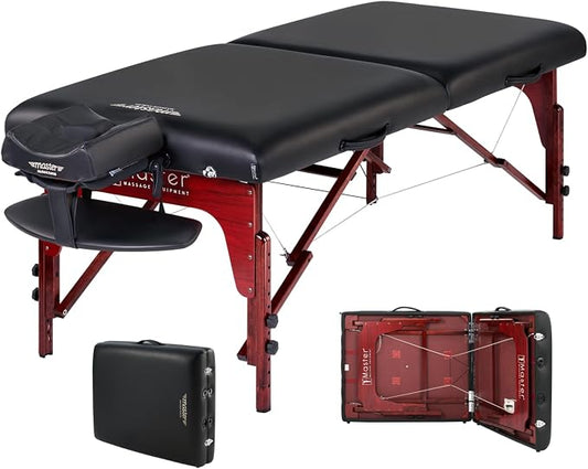 Master Massage Montclair Pro 31” Portable Massage Table Package – Memory Foam Cushioning, Reiki Panels & Shiatsu Cable Release, Ideal Tattoo, Spa & Facial Bed