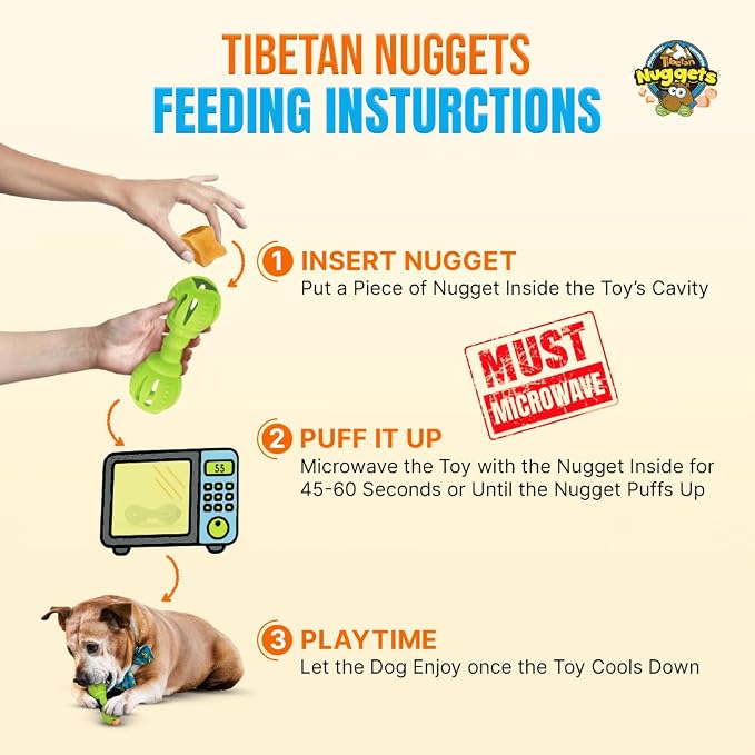 Tibetan Dog Chew Nuggets Refill Pack for Yak Cheese Puff & Chew Toy | 20 All-Natural, Easy-to-Digest Yak Cheese Nuggets | Must Microwave to Puff | Supports Gut Health & Teeth Cleaning
