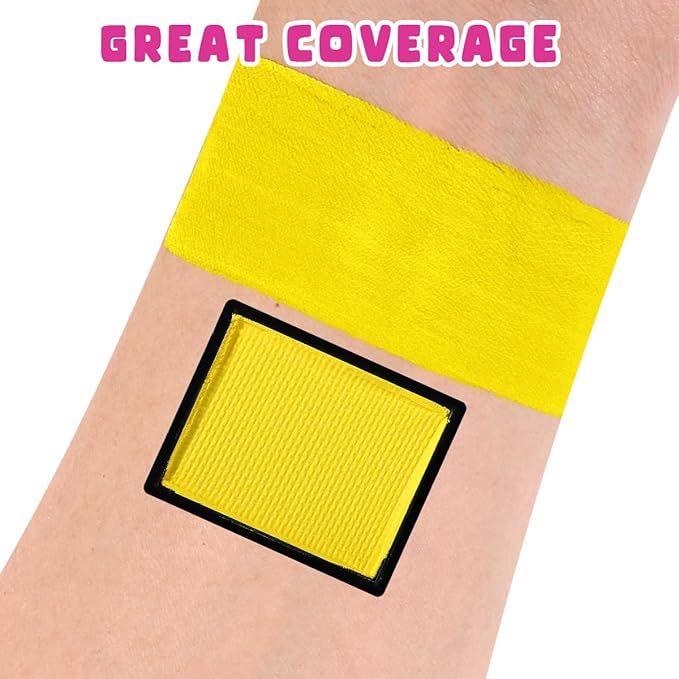 Bowitzki 10g Split Cake Face Paint Professional For Adults One Stroke Split Cake Non Toxic Rainbow Flora Dolphin Unicorn Flame Body Paint Makeup (Yellow)