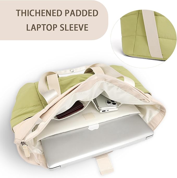 Tote Bag for Women,Lightweight Durable Puffy Yoga Mat Bag with Compartments,Shoulder Handbag for Work, Travel, Gym