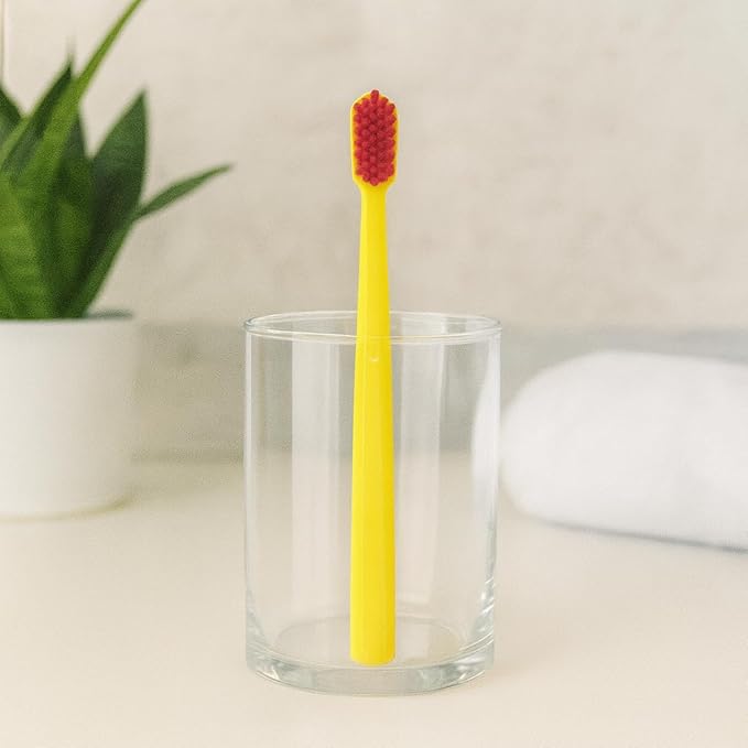 Ved ProCura Ultra Soft Toothbrush – Gentle Manual Toothbrush for Adults with 5,460 Super Soft Bristles for Sensitive Teeth and Gums (Yellow)