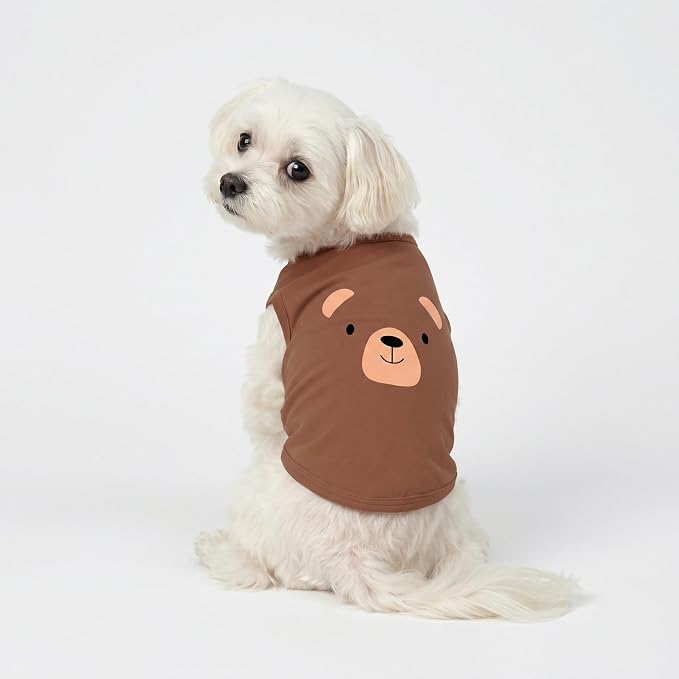 Fitwarm 3 Pack Bear Lion Pig Dog Shirt, Funny Dog Clothes for Small Dogs Boy Girls, Summer Pet Outfit, Cute Animal Costume, Brown, Pink, Blaze Orange, XS