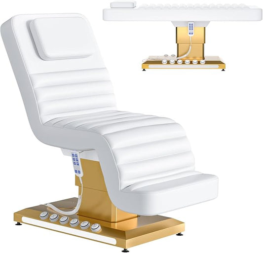 Professional Full Electrical Lift Massage Table for Esthetician with 5 Memory Foam, 3-Motors 200W Adjustable Tattoo Facial Beauty Bed with Remote Control for Podiatry Office Aesthetician