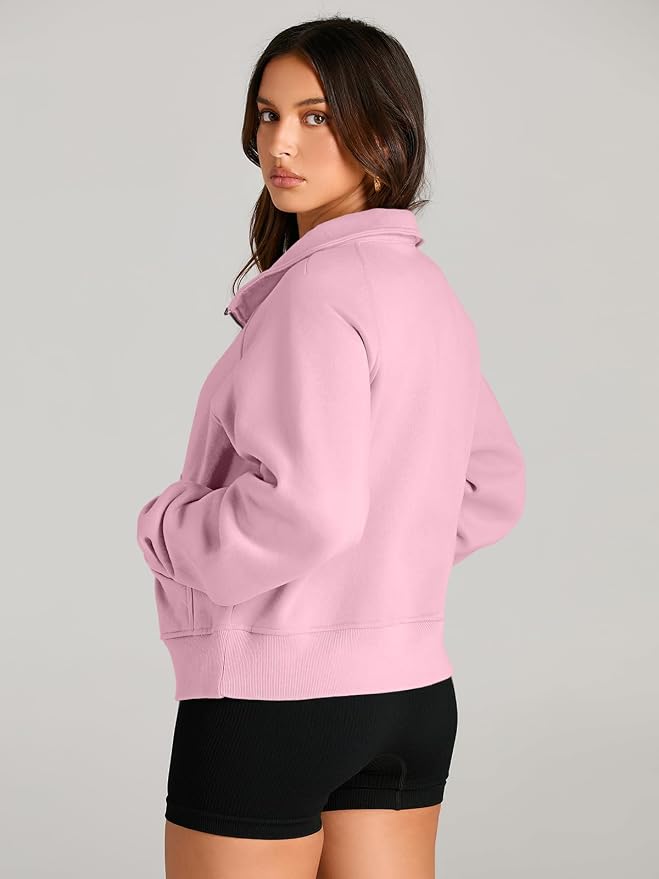 AUTOMET Womens Sweatshirts Half Zip Fleece Pullover Fall Outfits | Fall Fashion Clothes 2026,Cropped Sweatshirts,Cute Y2k Tops,Quarter Zipper Sweater,Winter Loungwear Outfits