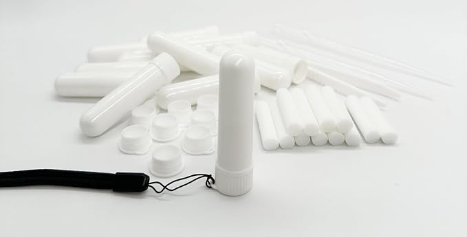 12 Sets Essential Oil Aromatherapy Tubes Inhaler Sticks Blank Nasal Inhalers(12 Complete Sticks) + 2 Polyethylene Pipette Droppers+1Plastic Tweezers