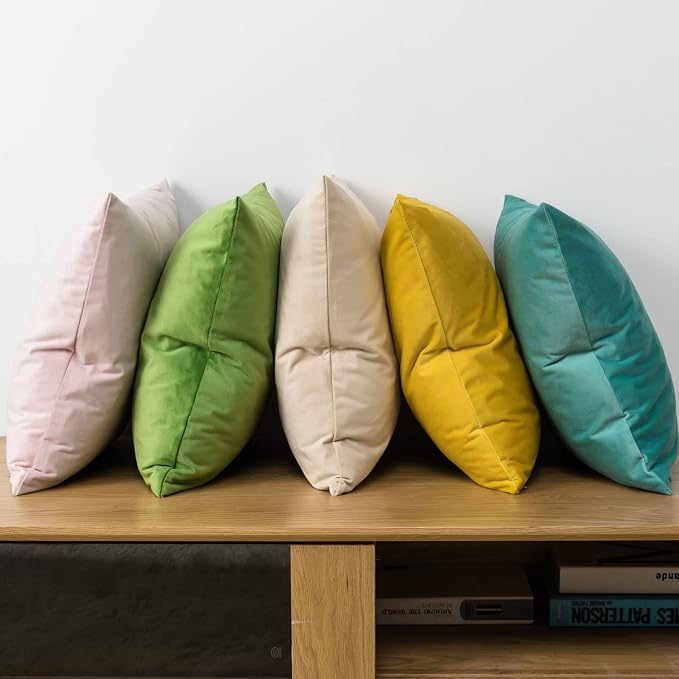 22x22 Velvet Throw Pillow Covers Set of 2 for Couch Sofa Bed,Teal Green | JUSPURBET Decorative Pillow Covers with Invisible Zipper for Modern Living Room Bedroom Home Decor