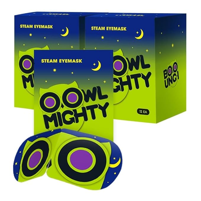 OOwl Mighty Steam Eye Mask, 24 Pack Disposable Self-Heating Warm Compress for Dry Eyes, Puffy Eyes, and Fatigue Relief, Unscented Heated Sleep Mask for Travel, Spa, Home & Gifts for Women & Men