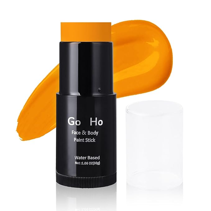 Go Ho Orange Face Paint Stick,Water Based Washable Face Body Paint Stick,Non-toxic Full-coverage Cream Body Paint for Halloween Costumes Cosplay SFX Tiger Pumpkin Makeup