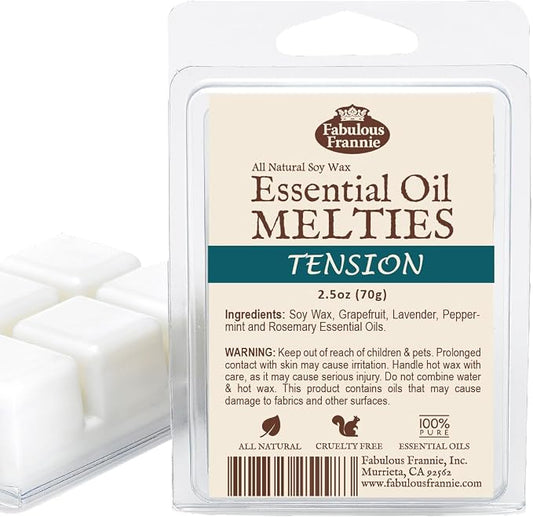 Fabulous Frannie Tension Pure & Natural Soy Candle Meltie/Tart/Melts Made with Pure Lavender, Peppermint, Rosemary and Grapefruit Essential Oils 2.5oz