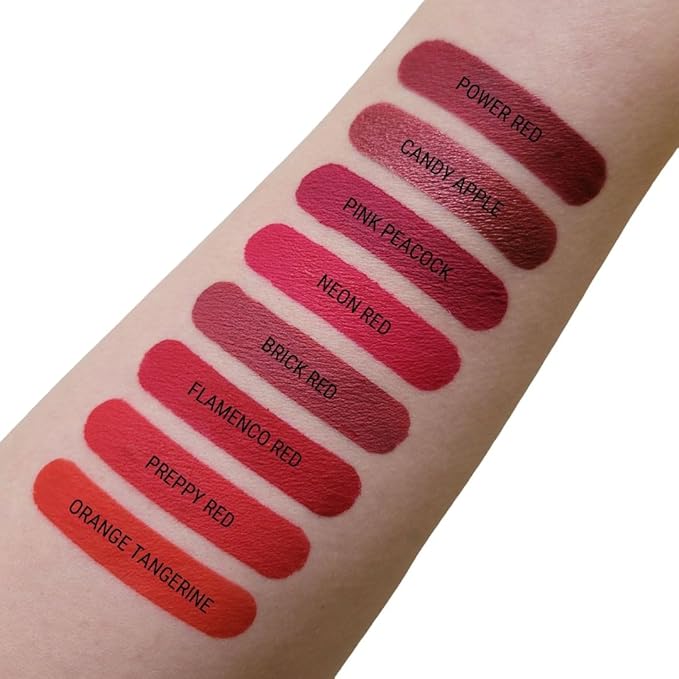 Aromi Matte Liquid Lipstick - Dark Red Lip Color for Women, Velvety Finish, Maroon Shade, Long-Lasting, Waterproof, Vegan (Power Red)