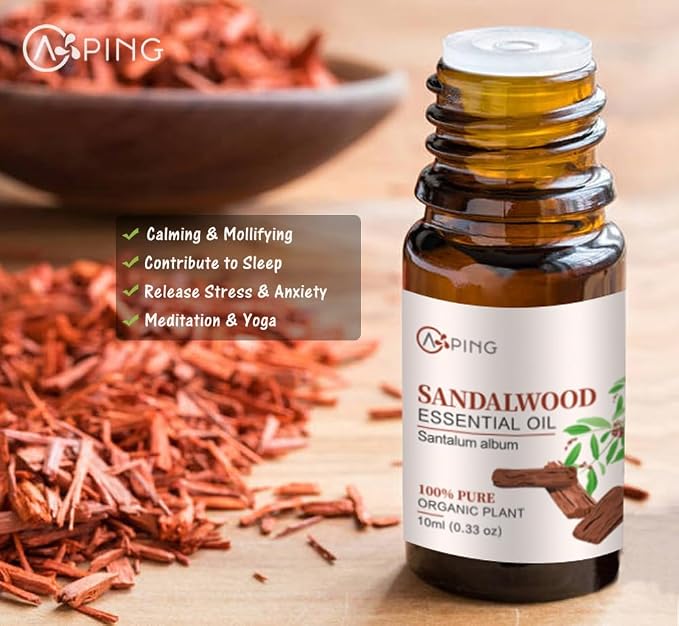 Sandalwood & Clary Sage Essential Oils - 100% Pure Organic Natural Plant Oils for Diffuser, Aroma, Spa, Massage, Yoga, Perfume, 2x10ML