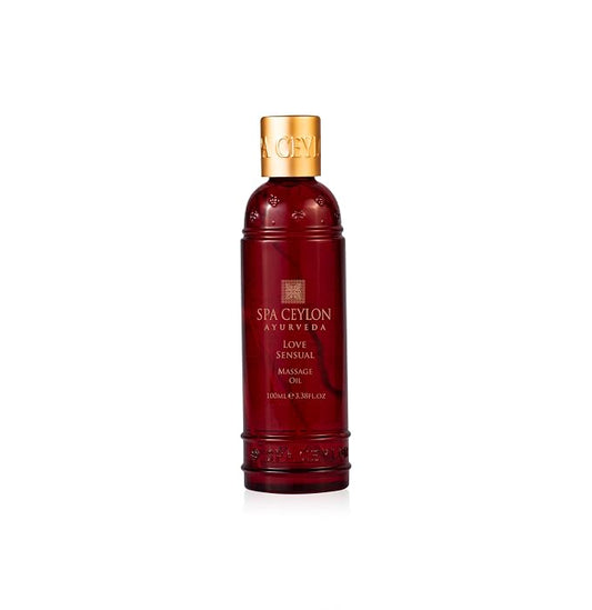 SPA CEYLON Love Sensual Massage Oil – Luxurious Natural Body Oil with Ylang Ylang, Neroli & Ceylon Cardamom – Romantic Couples Massage Oil with Virgin Coconut & Sweet Almond – 100ml