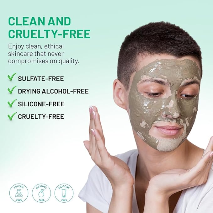 Clay Face Mask, Skin Care Instant Detox Mud Mask, 8 Oz - Daily Deep Facial Cleansing, Detoxifies, Brightens, and Cleans Blackheads and Clogged Pores