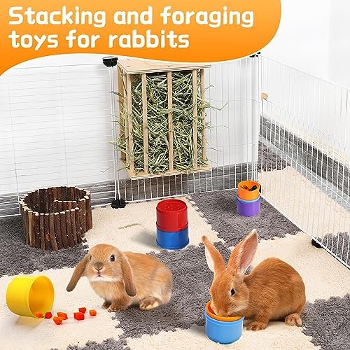 8 Pcs Stacking Cups for Bunny, Rainbow Colored Reusable Rabbits Bunny Toys