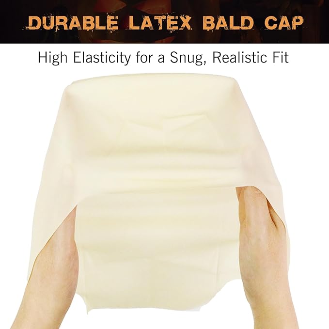 Bald Cap Kit Costume Makeup Kit for Men Adults,Complete Bald Cap SFX Makeup Kit with Tools & Instructions,Professional BaldCap for Halloween Costumes, Cosplay, and Theater