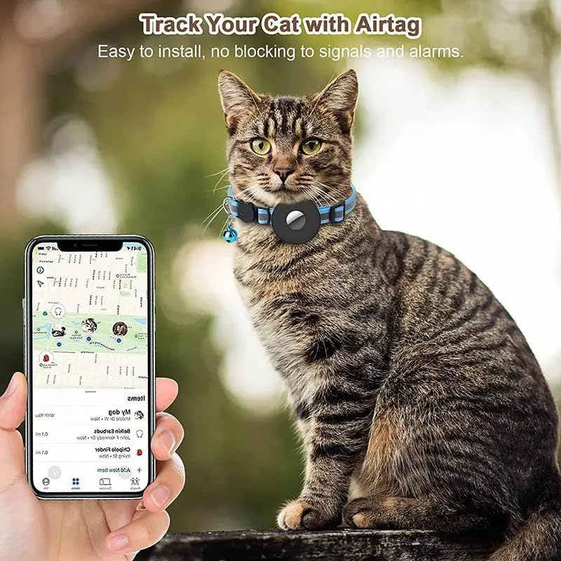Smart Dog Cat Collar with AirTag Holder - Receive Email Notifications When Your Dog is Found (Small Pets Dogs Cats) - Orange Color
