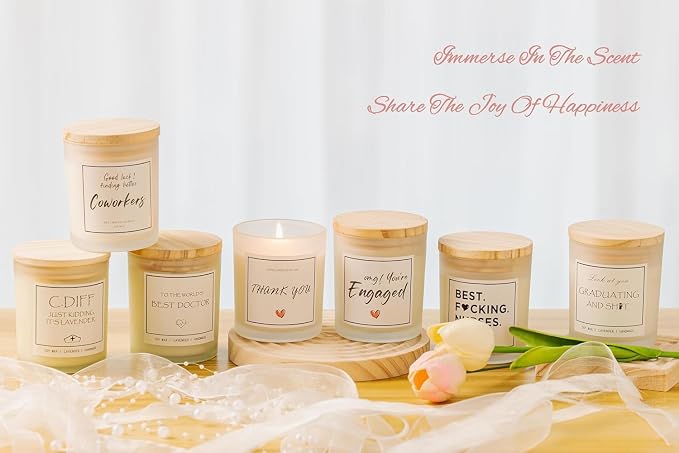 Thank You Gifts, Perfect for Moms, Dads, Friends, Sisters, Coworkers, Nurses, Principal, Mentors, Teacher Appreciation Gifts, Lavender Scented Candle, Natural Soy Wax & Natural Essential Oils