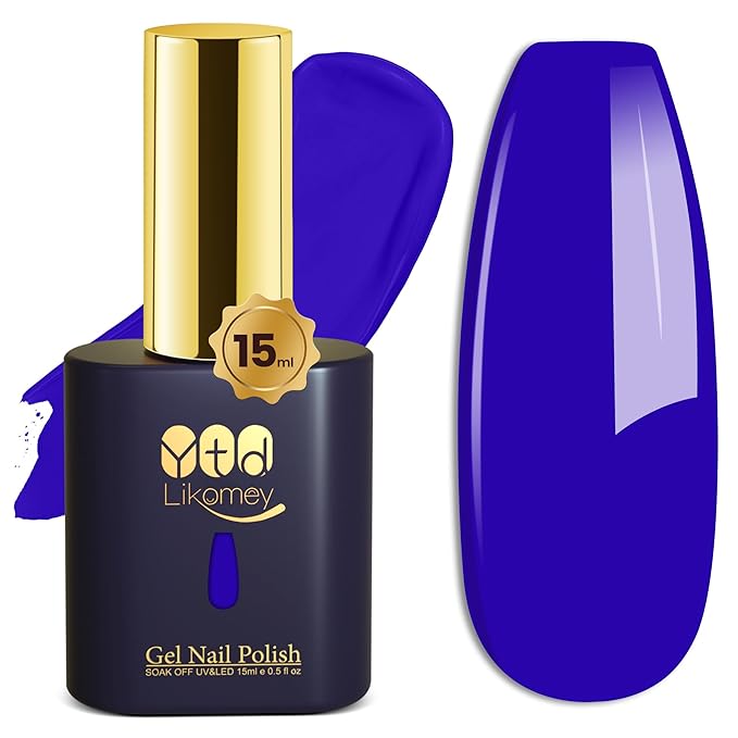 YTD Likomey Klein Blue Gel Nail Polish,15ml Salon Home DIY Manicure and Pedicure Ultramarine Electric Blue Fall Winter Soak Off UV Color Varnish,CS004