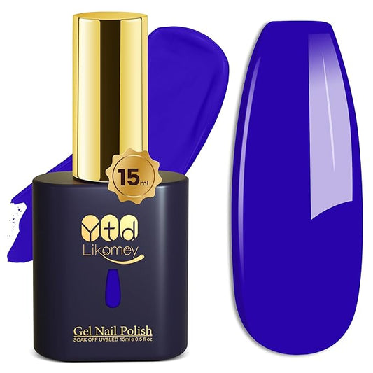 YTD Likomey Klein Blue Gel Nail Polish,15ml Salon Home DIY Manicure and Pedicure Ultramarine Electric Blue Fall Winter Soak Off UV Color Varnish,CS004