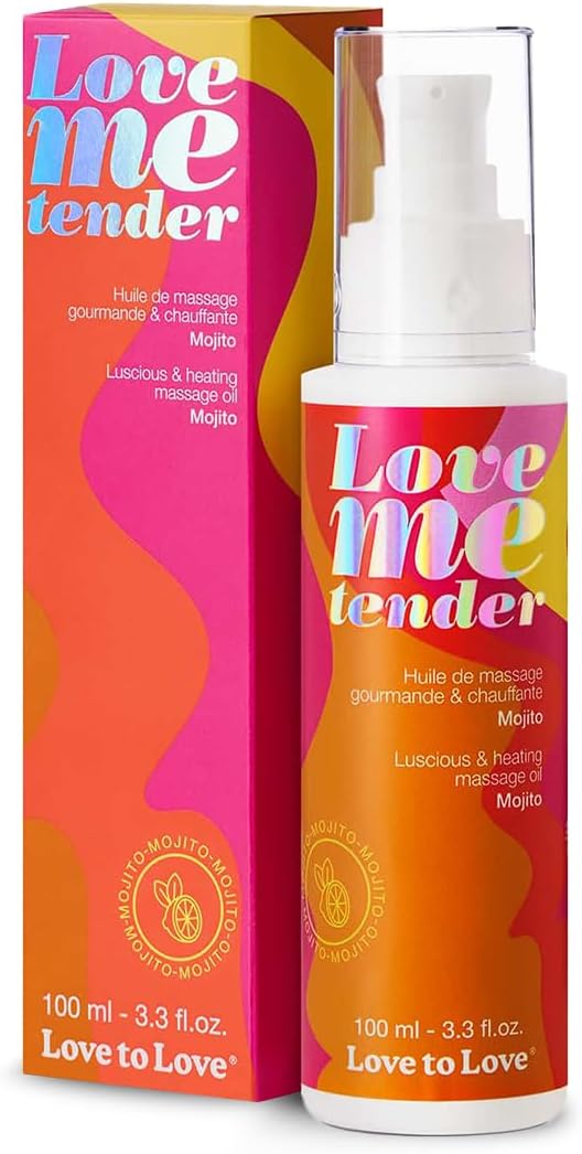 Love Me Tender Luscious Hydrating Mojito Warming Massage Oil – Kissable Flavored Massage Oil for Couples Intimacy, Romantic Date Night, Couples Play, Sensual Body Oil, Intimacy Items 3.3 fl oz