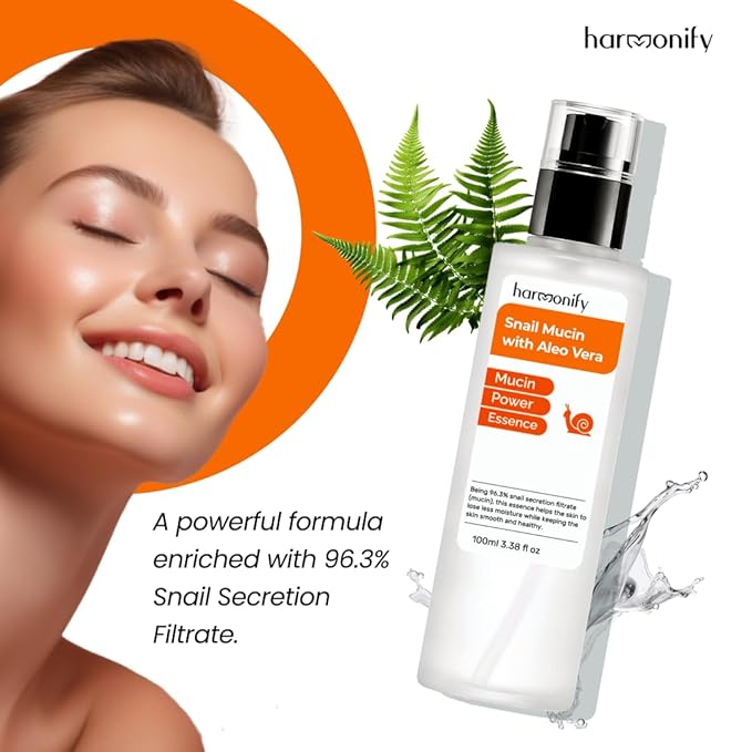 Snail Mucin Serum for Face with Aloe Vera, 96,3% Snail Secretion Filtrate Repairing Essence, Korean Skin Care Hydrating Facial Serum, Personal & Skin Care, 3.38 fl.oz