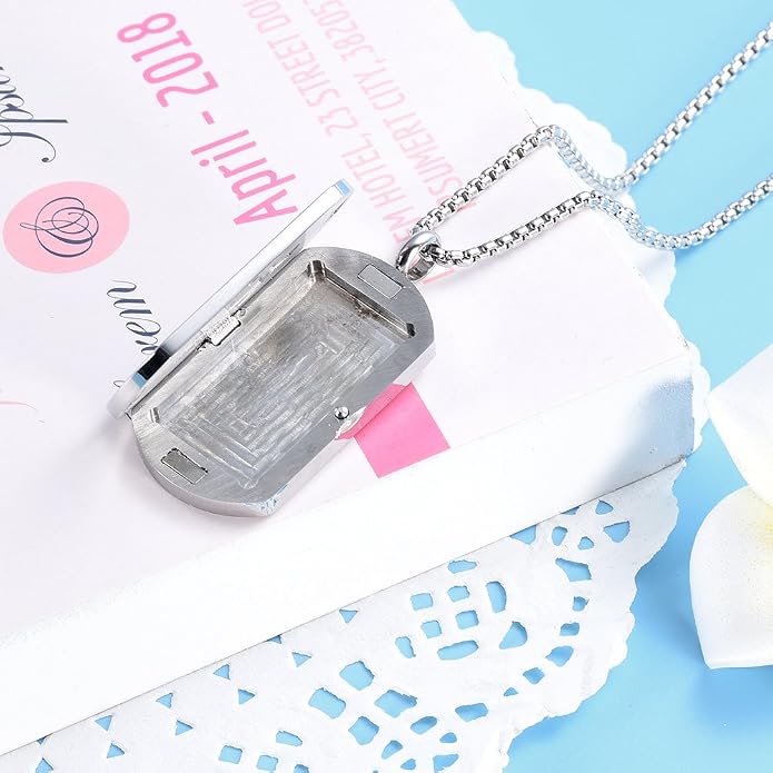 Cross Essential Oil Diffuser Necklace Aromatherapy Pendant Locket Jewelry Stainless Steel Perfume Necklace| 22 Adjustable Chain| 12 Refill Pads| Gift Box