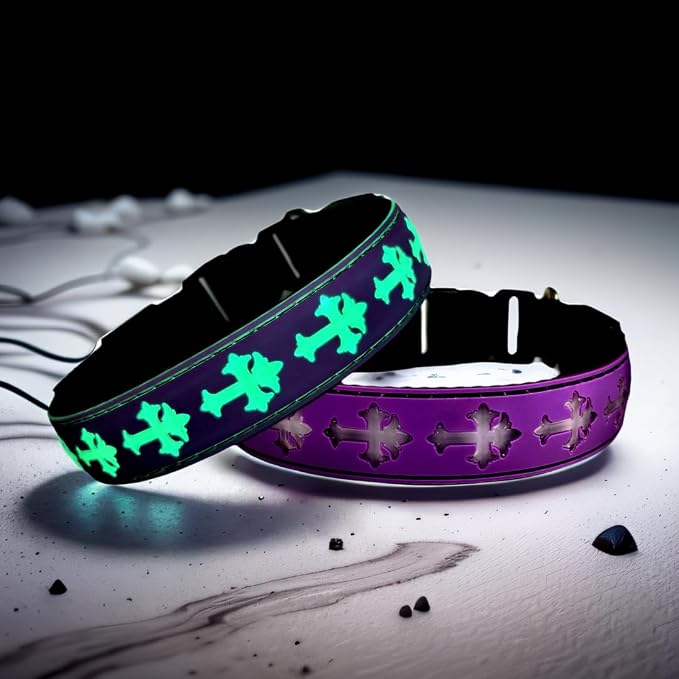 Light Up Glow Dog Collar with Chinese Style AirTag Holder,