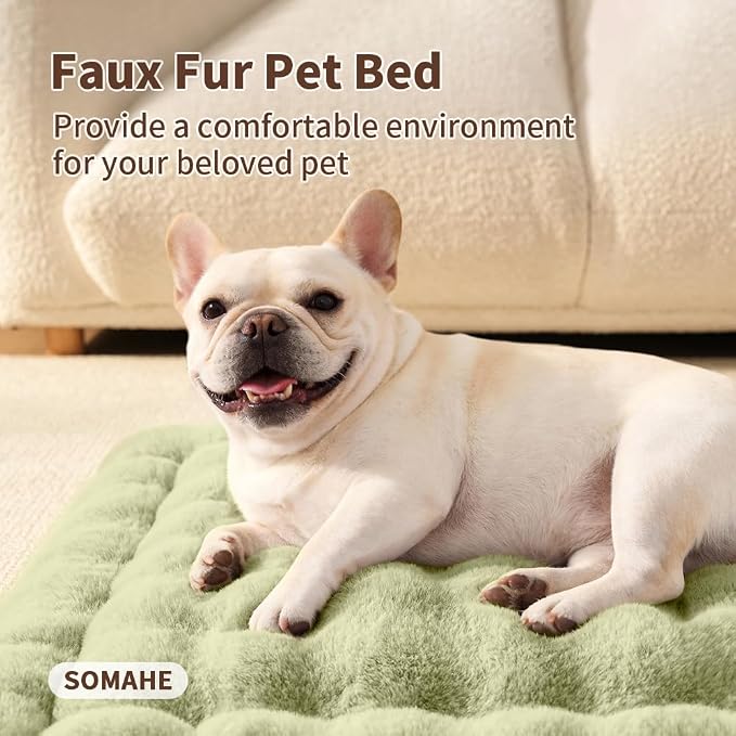 SOMAHE Plush Pet Bed Mat, Machine Washable, Medium 27x20 Fruit Green | Machine Washable + Non-Slip Paw Bottom: plush pet mat stays fluffy and steadier for large cats and small dogs.