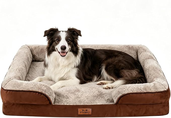 Orthopedic Dog Beds Large Sized Dog, Memory Foam Dog Bed Couch, 36"L | Dual-layer Foam Mat, Washable Cover&Waterproof, Contoured Bolster Design, Indoor&Car Truck, Pet Bed for Dogs Cats Up to 50lbs