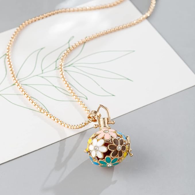 Essential Oil Diffuser Necklace Silver Leaves Copper Aromatherapy Pendant Locket with 7pcs Lave Rocks Stone and 2pcs 27 Inch Gold Chain Jewelry for Women TeenGirls
