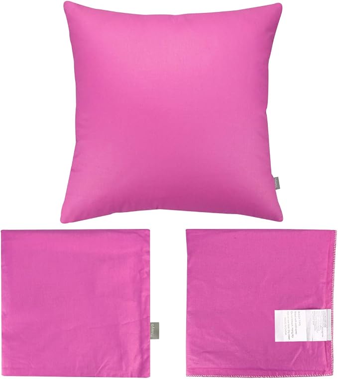 Thmyo 4-Pack 100% Cotton Comfortable Solid Decorative Throw Pillow Case, Square Cushion Cover Pillowcase Sublimation Blank Pillow Covers DIY Throw Pillowcase for Couch(16x16 inch/ 40x40cm,Rose red)