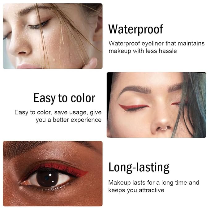 evpct 3Pcs Red & Ruby Red & Wine Red Gel Glitter Eyeliner Pencils Set for Women Waterproof Smudge Proof lapiz de ojos delineador de ojos contra el agua Eye Liner Makeup 14 17 18