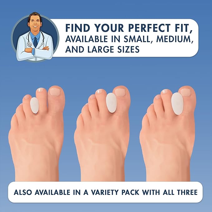 Dr. Frederick's Original Gel Toe Separators - 6 ct - Soft Bunion Spacers for Overlapping Toes, Gentle Alignment & Foot Pain Relief - Toe Cushion Spacers for Women & Men - Washable & Reusable - Small