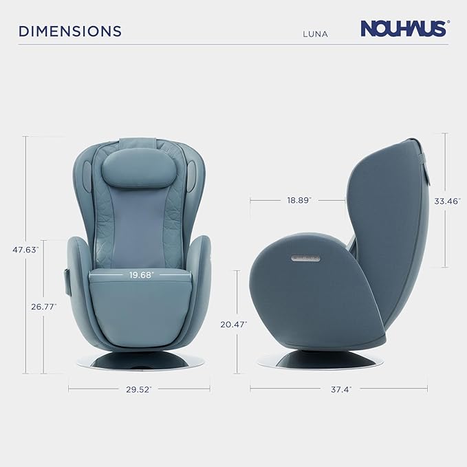 Nouhaus Luna Heated Massage Chair,Full Body Massaging Zero-Gravity Leisure Recliner with Low-Noise 3D Massage and Dual Sound Systems Modern Massage Chairs (Aqua Blue)