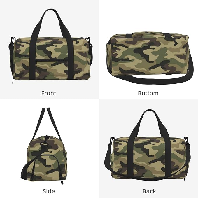 Fiokroo Sports Gym Bag Camouflage Camo Travel Duffel Bag For Men Women With Shoe Compartment Water Resistant Gym Bag Carry On Duffel Bag For Weekend Traveling Yoga Gym Sports
