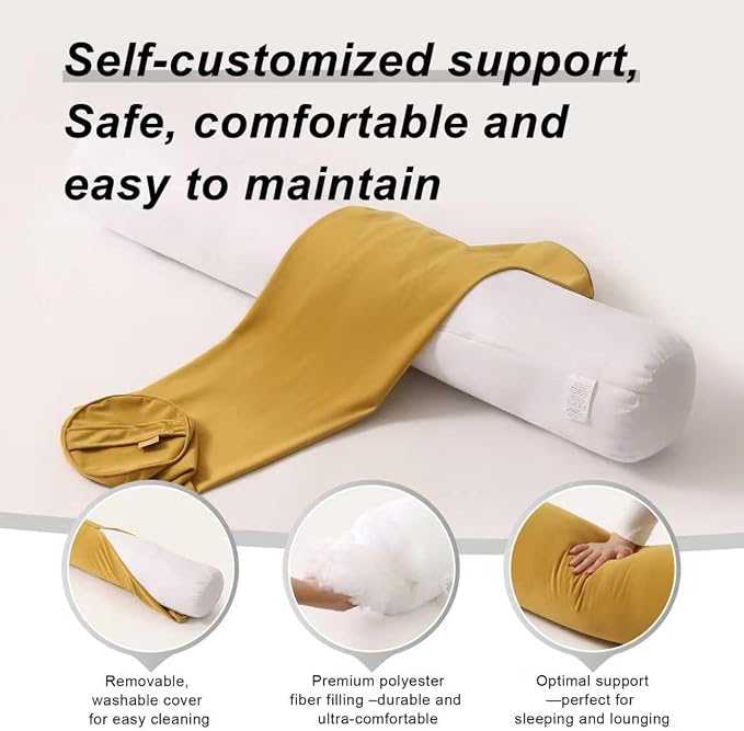 Body Pillow for Adults,Long Round Pillow,Big Cylindrical Pillow,Large Full Bolster Pillows for Side Sleepers (Honey Yellow, 39.37"*7.87")