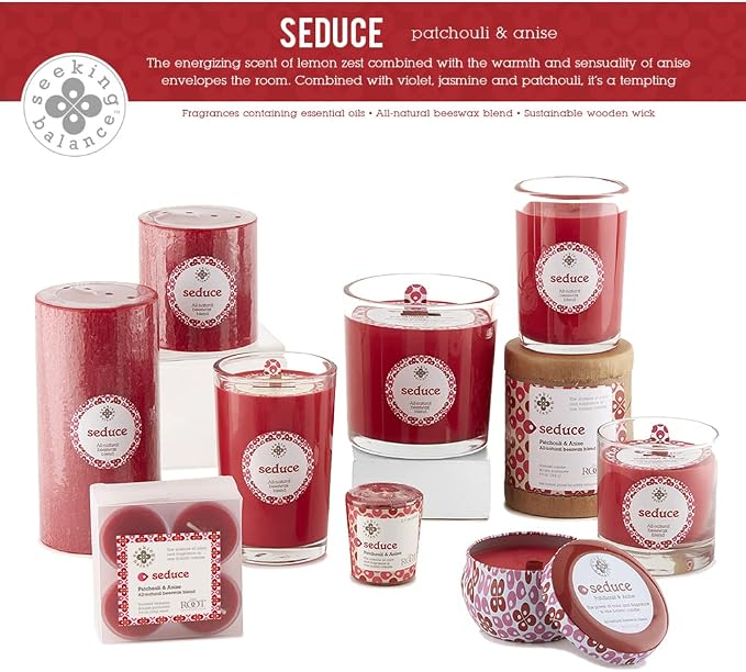 Root Candles Scented Spa Candles Seeking Balance® Handcrafted Wood Wick Aromatherapy Candle, 6.5-Ounce, Seduce: Patchouli Anise