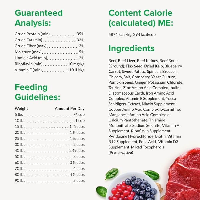 ULTIMATE PET NUTRITION Nutra Complete, 100% Freeze Dried Veterinarian Formulated Raw Dog Food with Antioxidants Prebiotics and Amino Acids, (1 Pound, Beef)