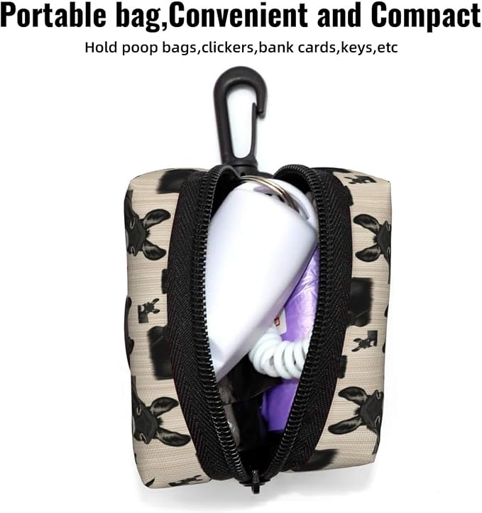 Dog Poop Bag Holder for Leashes Pouches for Pet Waste Bags and Walking Accessories (Funny Black Donkey Art)