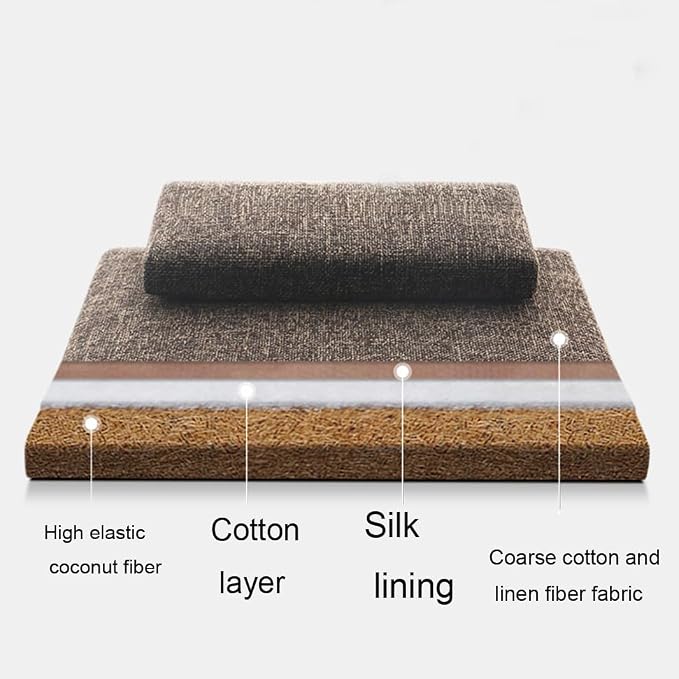 Portable Foldable Meditation Cushion Mat Set with Washable Cotton Linen Cover, Larger Yoga Mat Bolster Floor Pillows Seating for Adults Meditation Accessories grey-70CM