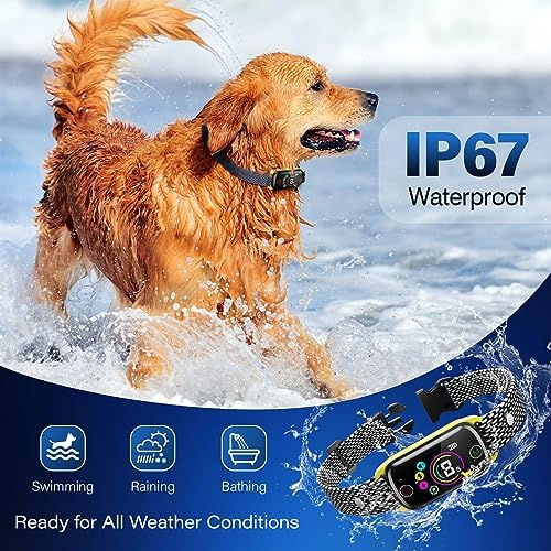 Dog Bark Collar ‌-Honeynet Smart Anti-Barking Training Device with 8 Sensitivity Levels, Beep/Vibration Modes, Auto Correction for Small/Medium/Large Dogs, IP67 Waterproof (Yellow)