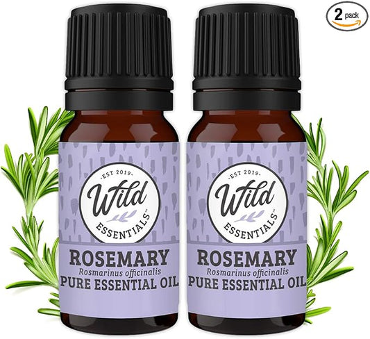 Wild Essentials Rosemary 100% Pure Essential Oil 2 Pack - 10ml, Therapeutic Grade, Made and Bottled in the USA