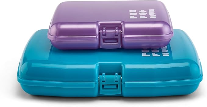 Caboodles Care Pack + Lil Bit Set, Purple and Dark Teal, Travel Organizers for Makeup Snap-Tight Latch for Mess-Free Travel, Compact Size