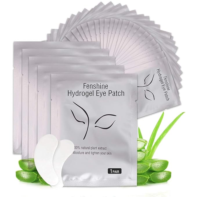 fenshine 100 Pairs Eyelash Extension Eye Pads Lint Free Hydrogel Eye Patches Professional for Lash Extensions Supplies