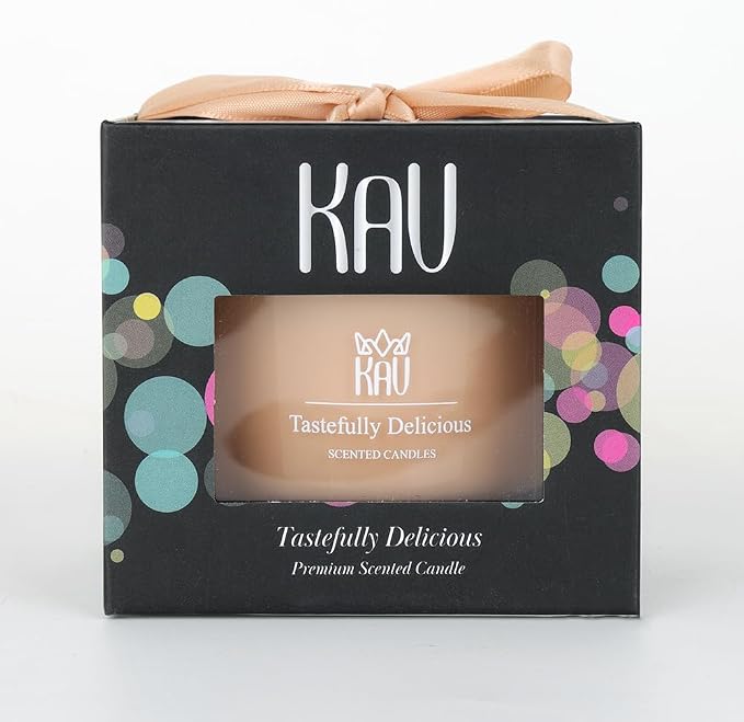 Scented Candles for Home Décor - KAV Dancing Rain Premium Scented Candle for Women Men, Embedded Stone and Soy Wax in 3 oz Glass Jar, Natural Aromatherapy (Tastefully Delicious)