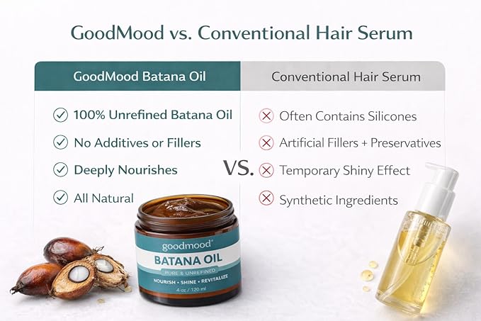 GOODMOOD Batana Oil 100% Pure & Unrefined - Raw Batana Oil for Hair & Skin - Natural Hair Oil, Deep Moisturizing Conditioner, Natural Conditioner for Dry Hair, Skin & Body Oil - 4 oz