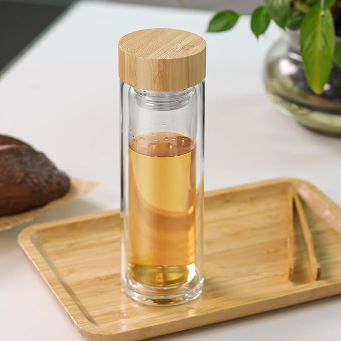 Tea Infuser Basket with Lid by Sivaphe, Large Tea Strainer for Loose Tea, Glass or Stainless Steel Tea Drink Bottle Replacement Filter